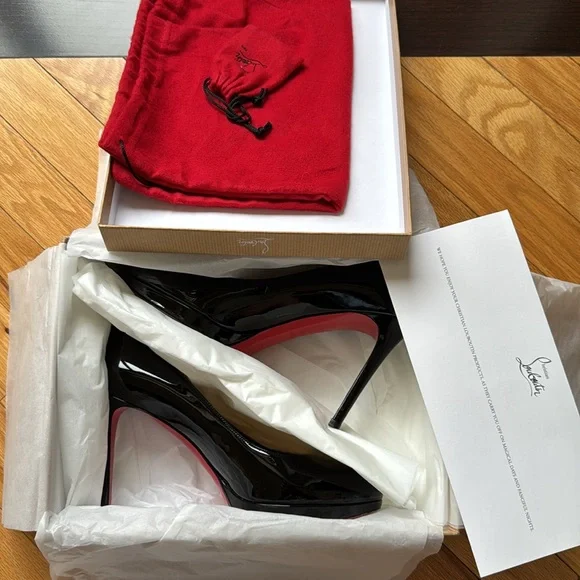 Christian Louboutin Simple Pump black 100mm heel Patent calf size 38 EUC - Picture 7 of 7
